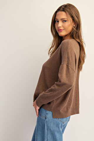 Center Seam Knit Sweater - Brown Sugar
