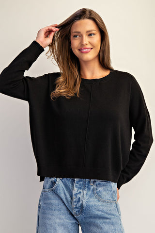 Center Seam Knit Sweater - Black