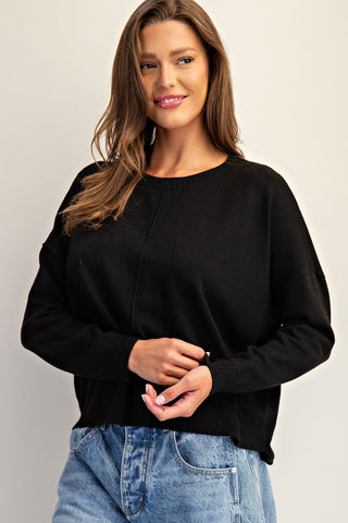 Center Seam Knit Sweater - Black