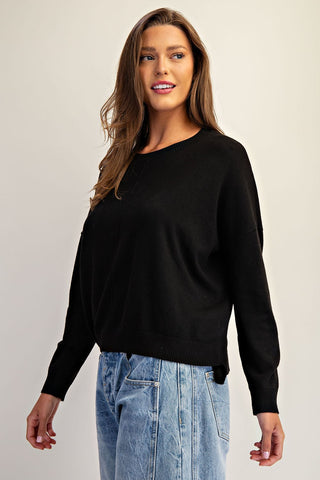 Center Seam Knit Sweater - Black