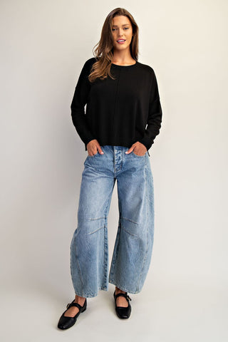 Center Seam Knit Sweater - Black