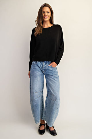 Center Seam Knit Sweater - Black