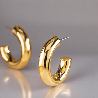 18K Gold Plated Smooth Hoop Earring