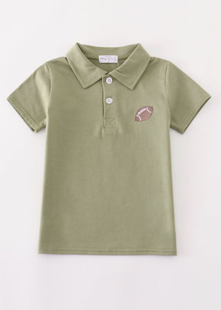 Sage Embroidered Football Polo