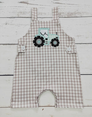 Baby Boy Tractor Applique Romper