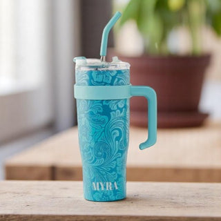 Wide Wyoming Tumbler - Blue with Tooling