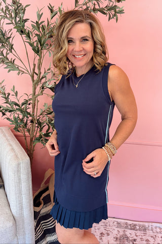 Pleated Pickleball Dress - Navy