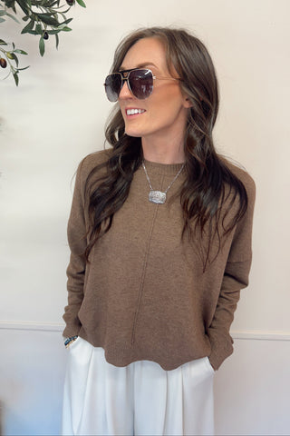 Center Seam Knit Sweater - Brown Sugar