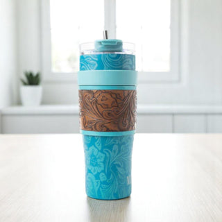 Wide Wyoming Tumbler - Blue with Tooling