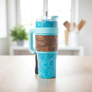 Wide Wyoming Tumbler - Blue with Tooling