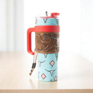 Wide Wyoming Tumbler - Sea Blue with Tooling