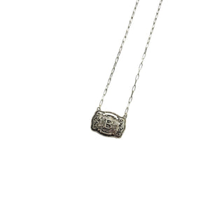 Silver Western Belt Buckle Initial Necklace