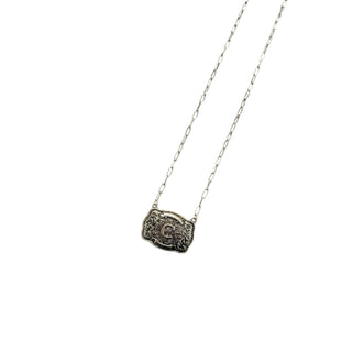 Silver Western Belt Buckle Initial Necklace