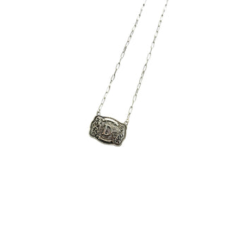 Silver Western Belt Buckle Initial Necklace