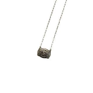 Silver Western Belt Buckle Initial Necklace