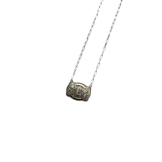 Silver Western Belt Buckle Initial Necklace