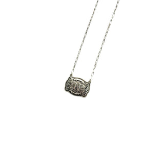 Silver Western Belt Buckle Initial Necklace