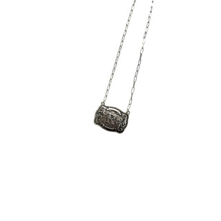 Silver Western Belt Buckle Initial Necklace