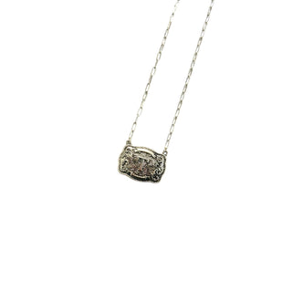 Silver Western Belt Buckle Initial Necklace