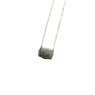 Silver Western Belt Buckle Initial Necklace