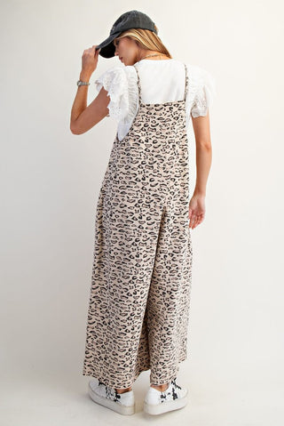 Animal Print Washed Terry Jumpsuit