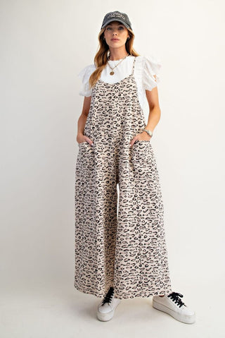 Animal Print Washed Terry Jumpsuit