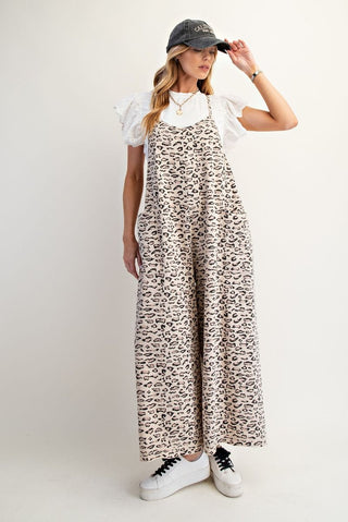 Animal Print Washed Terry Jumpsuit