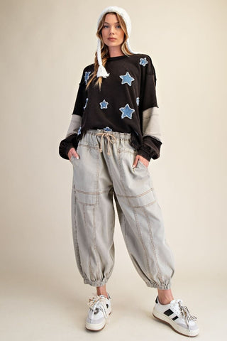 Stone Wash Twill Joggers - Sage Grey