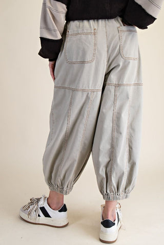 Stone Wash Twill Joggers - Sage Grey