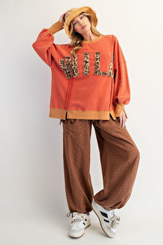 Texture Woven Mineral Washed Pants - Camel