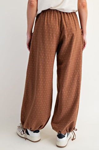 Texture Woven Mineral Washed Pants - Camel