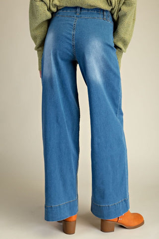 Washed Stretch Denim Pants