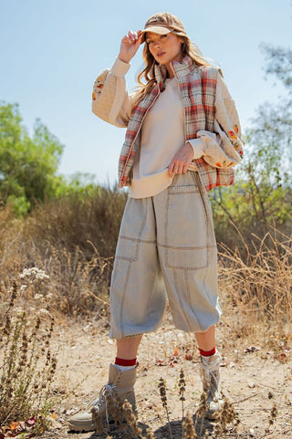 Stone Wash Twill Joggers - Sage Grey