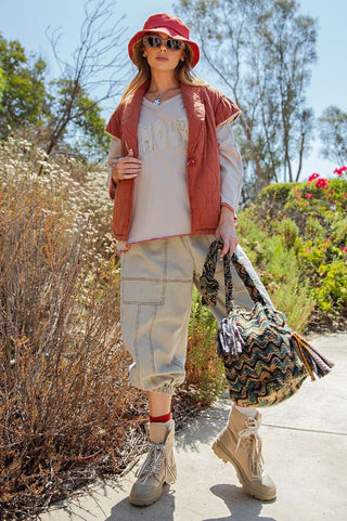 Stone Wash Twill Joggers - Sage Grey