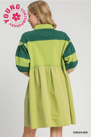 Oversized Dolman Sleeved Dress - Green