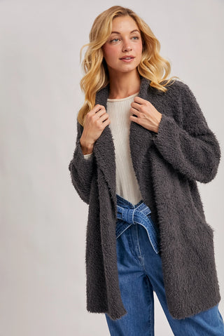 Ash Fuzzy Drape Cardigan