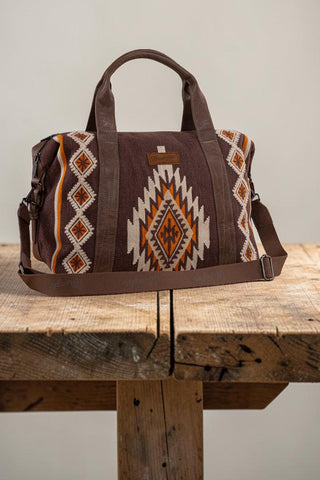 Wrangler Southwestern Print Duffle Bag -  Coffee