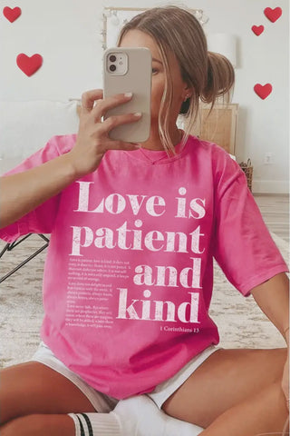 Love Is Patient and Kind Oversized Mineral Graphic Tee