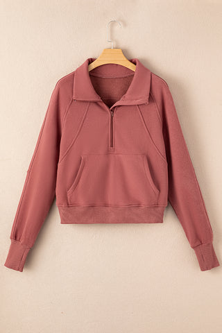 Brown Fleece Lined Zip Up Sweatshirt