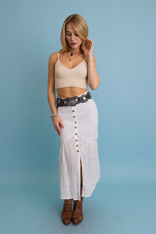 Boho Eyelet Oval Disc Belt