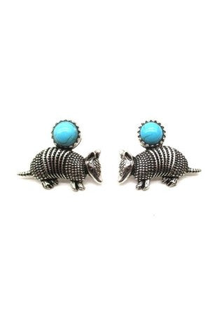 Western Armadillo Turquoise Post Earrings