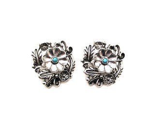 Western Flower Concho Stud Earrings