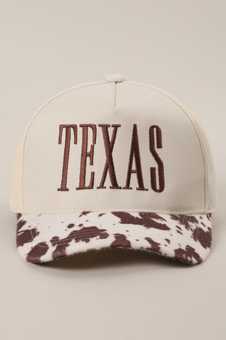 Texas Embroidered Trucker Hat - Brown Cow Print