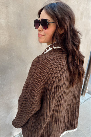Brown Chunky Knit Oversized Cardigan