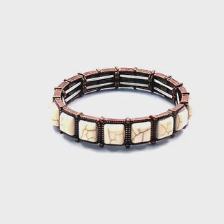 Copper & White Turquoise Stone Stretch Bracelet