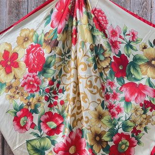 Red Green & Gold Floral Wild Rag Scarf