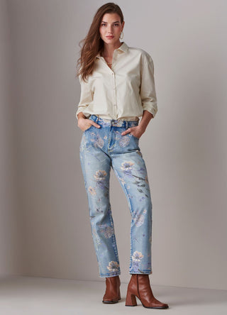 Vintage Wash Floral Jeans