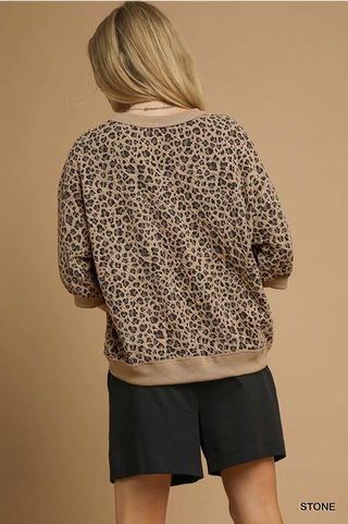 Knit Puff Sleeve Sweatshirt - Stone