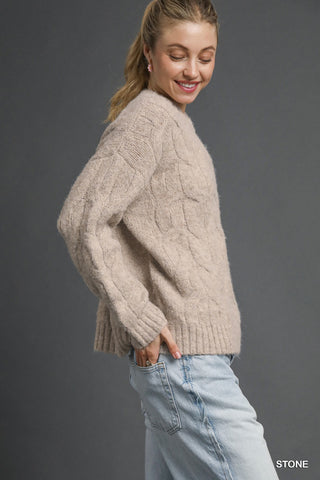 Cable Knit Cozy Sweater in Stone