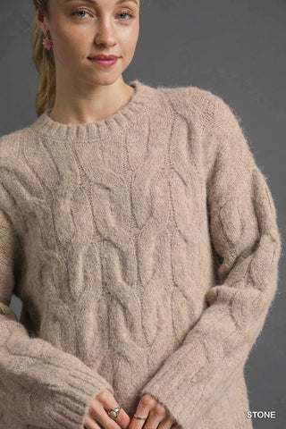 Cable Knit Cozy Sweater in Stone